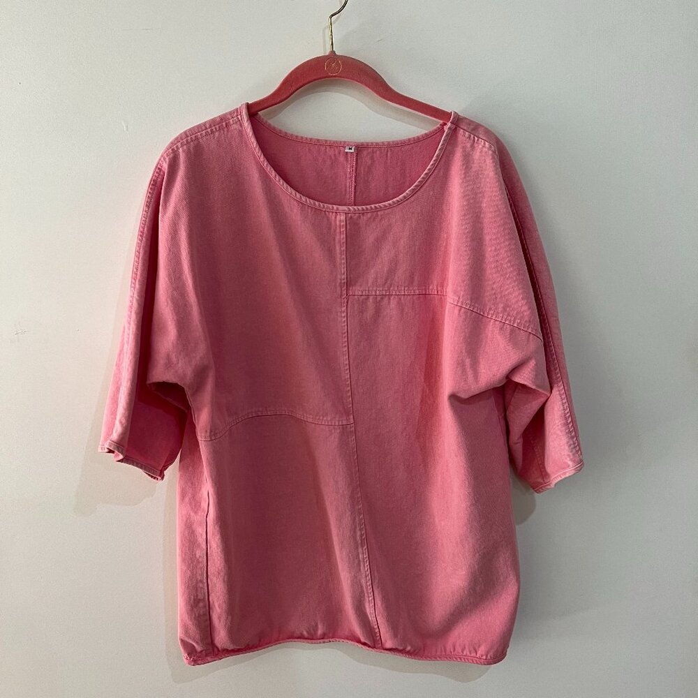Vintage denim neon pink 90s style oversize block shirt - Size M